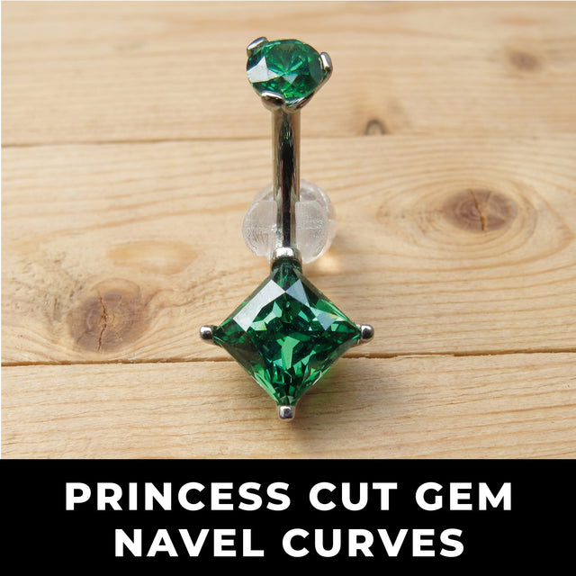 PRINCESS CUT GEM NAVEL CURVES