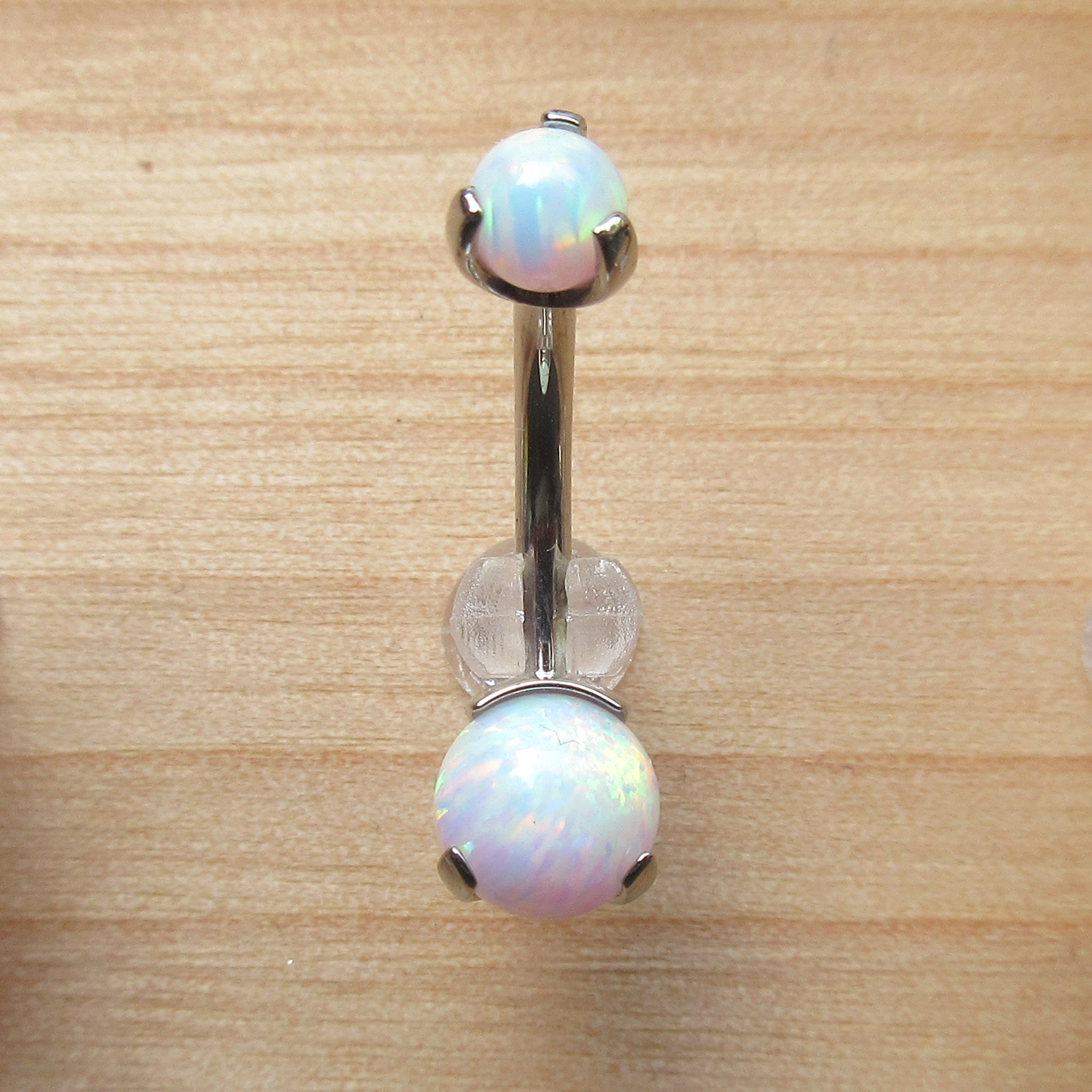White opal 2025 belly button ring